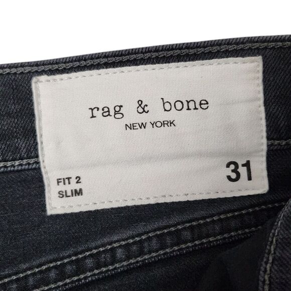 Rag & Bone Jeans Mens 31 Kent Black Fit 2 Slim Button Fly Stretch Denim - Picture 2 of 10